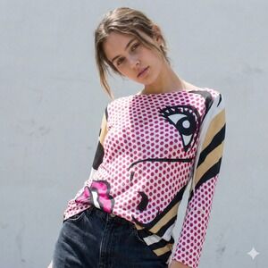 Y2K Vintage Iceberg Roy Lichtenstein Top Womens 46 Large Pop Art Comic Graphic